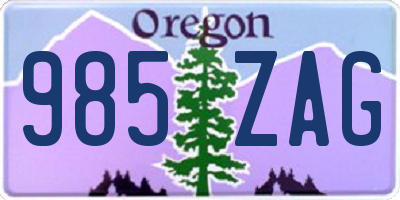 OR license plate 985ZAG