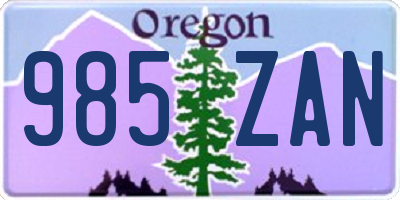 OR license plate 985ZAN