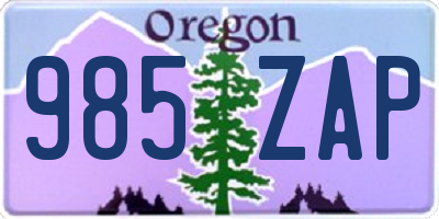 OR license plate 985ZAP