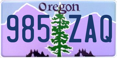 OR license plate 985ZAQ