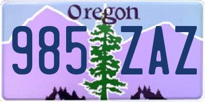 OR license plate 985ZAZ