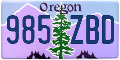 OR license plate 985ZBD