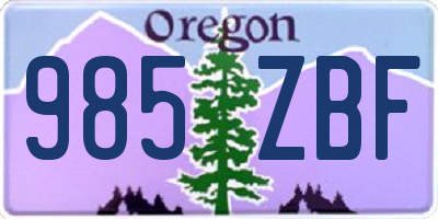 OR license plate 985ZBF