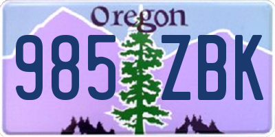 OR license plate 985ZBK