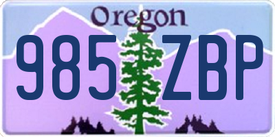 OR license plate 985ZBP