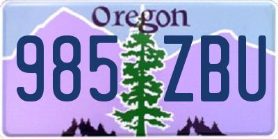 OR license plate 985ZBU
