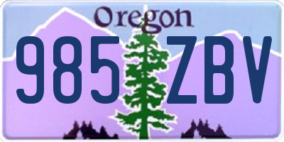 OR license plate 985ZBV