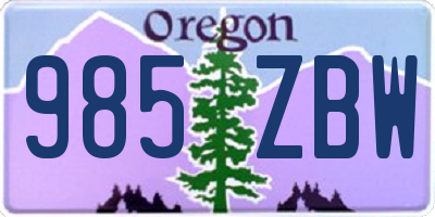 OR license plate 985ZBW