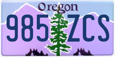 OR license plate 985ZCS