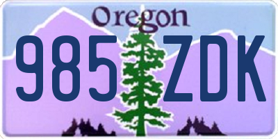 OR license plate 985ZDK