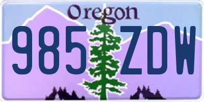 OR license plate 985ZDW