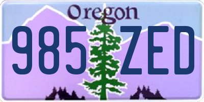 OR license plate 985ZED