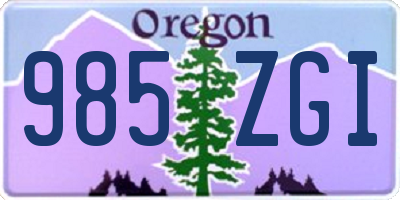 OR license plate 985ZGI