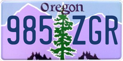 OR license plate 985ZGR
