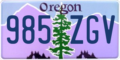 OR license plate 985ZGV