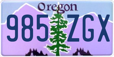 OR license plate 985ZGX