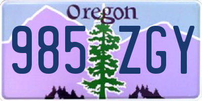 OR license plate 985ZGY