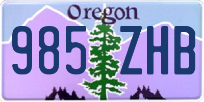 OR license plate 985ZHB
