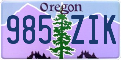 OR license plate 985ZIK