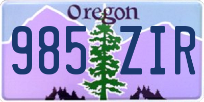 OR license plate 985ZIR