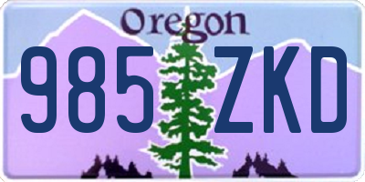 OR license plate 985ZKD