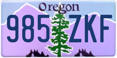 OR license plate 985ZKF