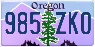 OR license plate 985ZKO