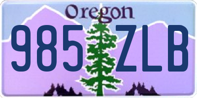OR license plate 985ZLB