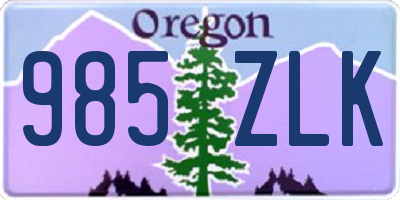 OR license plate 985ZLK