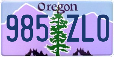 OR license plate 985ZLO