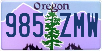 OR license plate 985ZMW