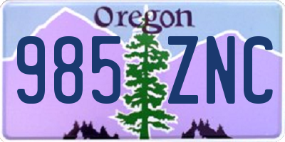 OR license plate 985ZNC