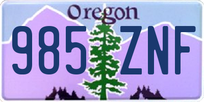 OR license plate 985ZNF