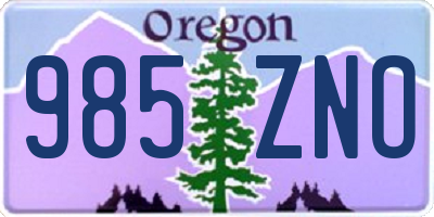 OR license plate 985ZNO