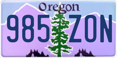 OR license plate 985ZON