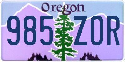 OR license plate 985ZOR