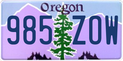 OR license plate 985ZOW