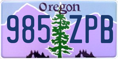 OR license plate 985ZPB