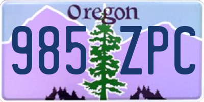 OR license plate 985ZPC