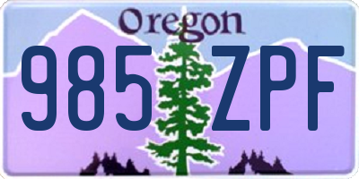 OR license plate 985ZPF