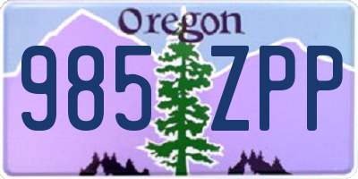 OR license plate 985ZPP