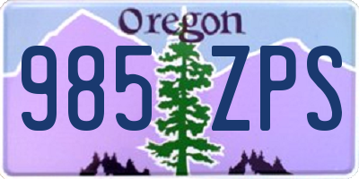 OR license plate 985ZPS