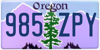 OR license plate 985ZPY