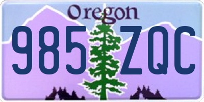OR license plate 985ZQC