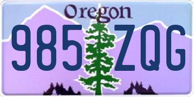 OR license plate 985ZQG