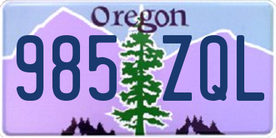 OR license plate 985ZQL