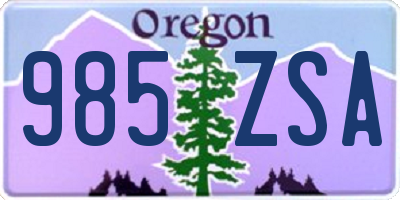 OR license plate 985ZSA
