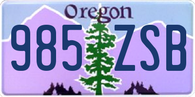 OR license plate 985ZSB