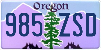 OR license plate 985ZSD