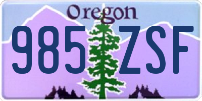 OR license plate 985ZSF